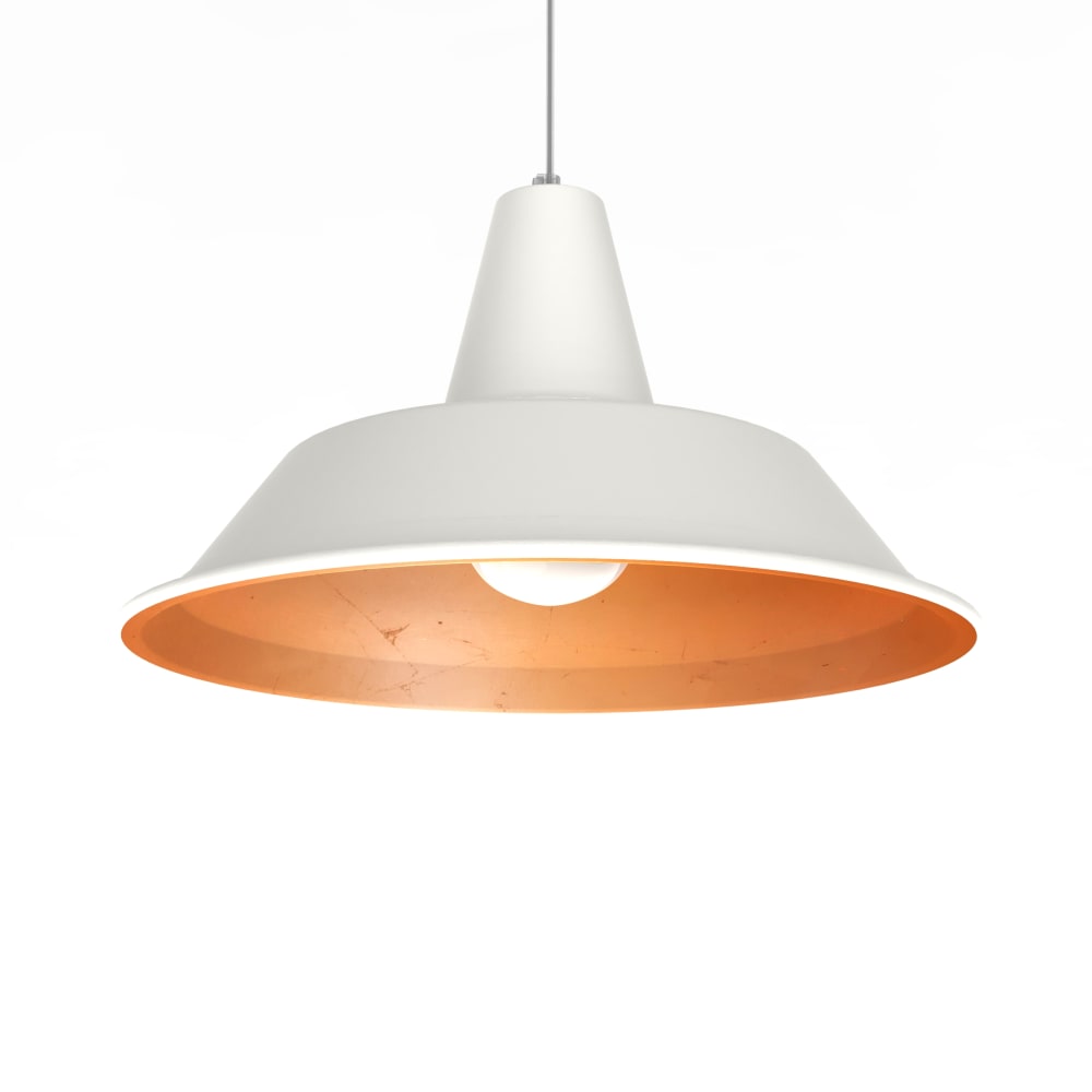 Suspension en métal blanc et feuille cuivre interne E27