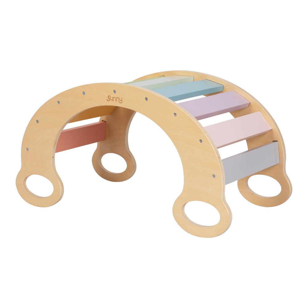 Sunny Wippe Kletterbogen Montessori Spielzeug aus Holz, Regenbogenfarben style modern Mehrfarbig Holz
