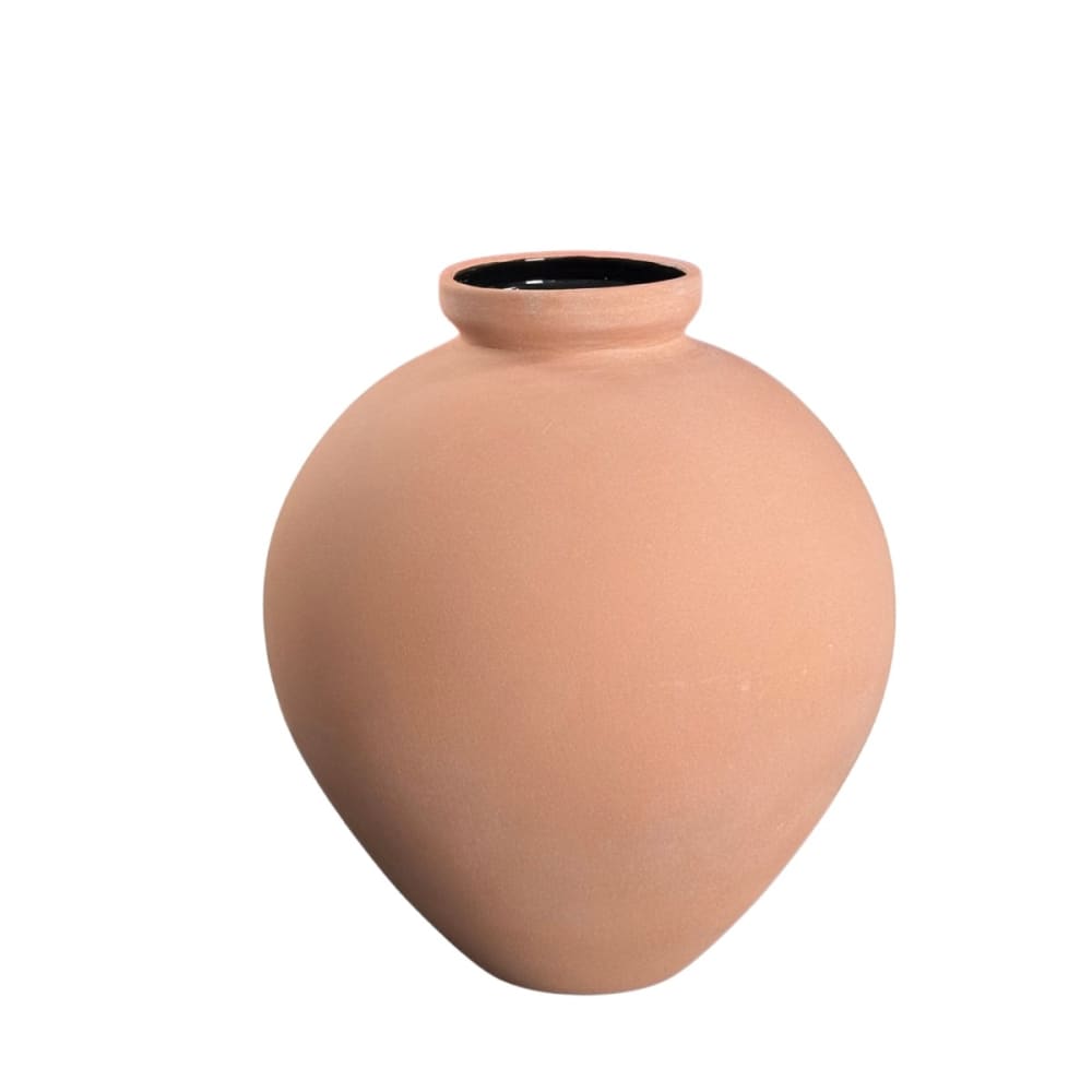 Vase artisanal en terre cuite - intérieur émaillé noir H.29cm