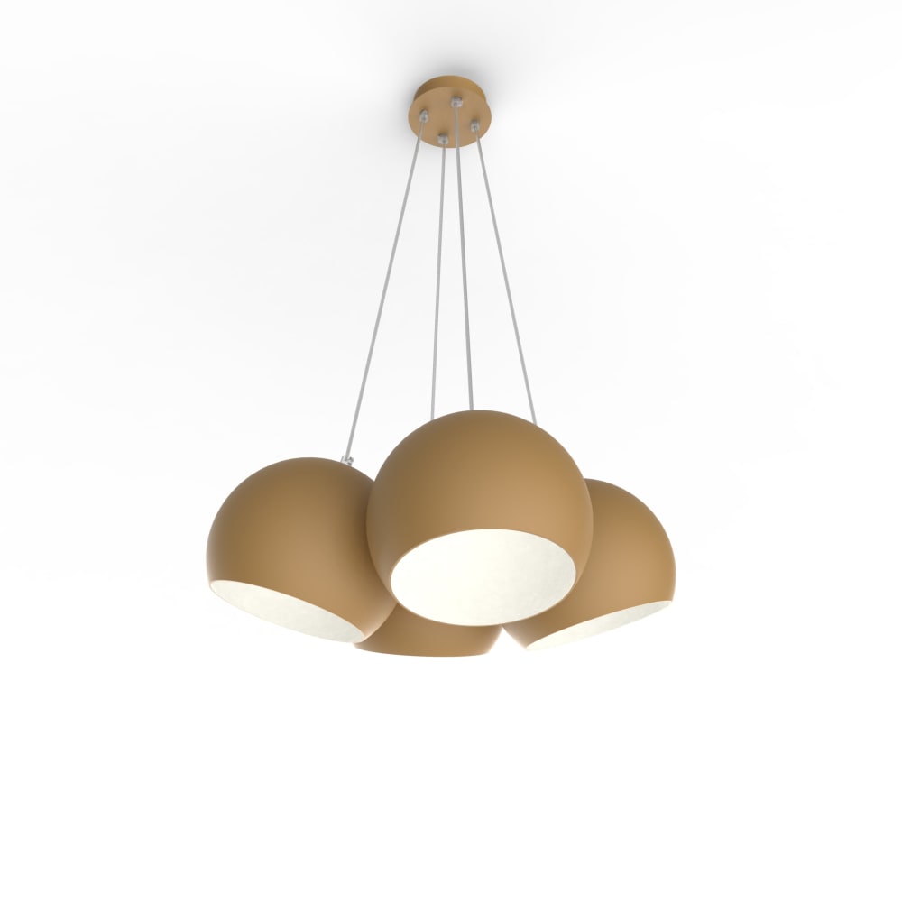 Suspension en métal blanc et feuille d'or interne E27