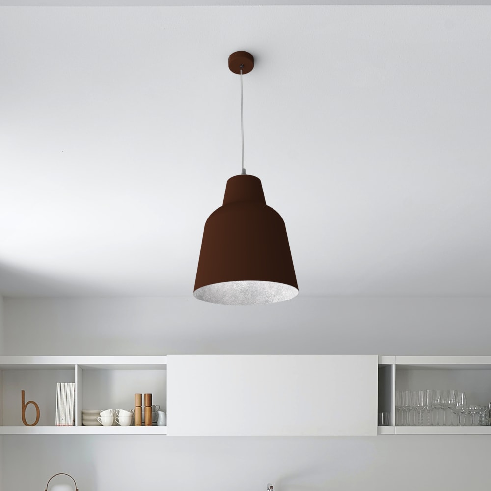 Dong - lampe à suspension en métal argenté corten e27 — vue 4