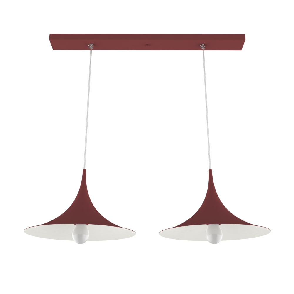 Suspension en métal rouge et blanc interne E27