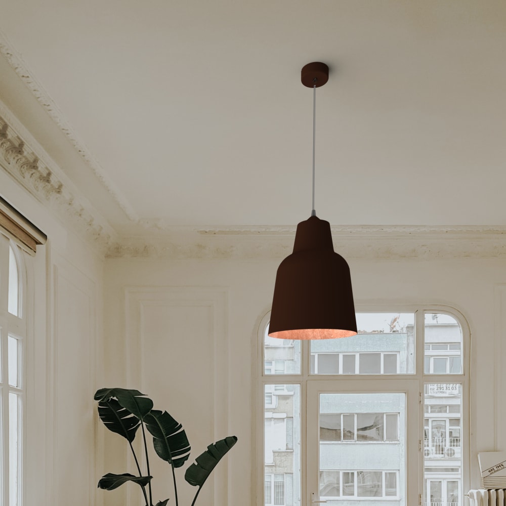 Dong - lampe à suspension en métal cuivre corten e27 — vue 3