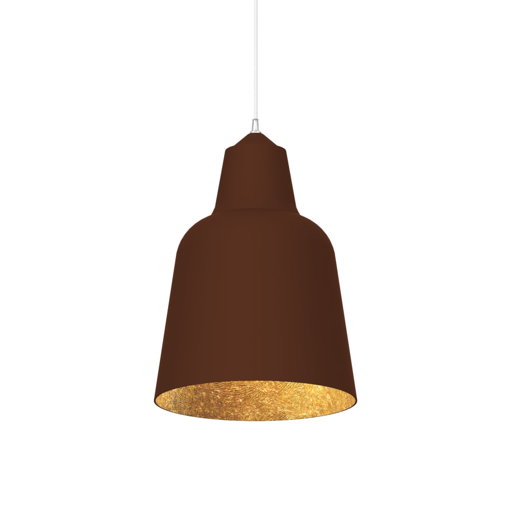 Suspension en métal marron et feuille d'or interne E27