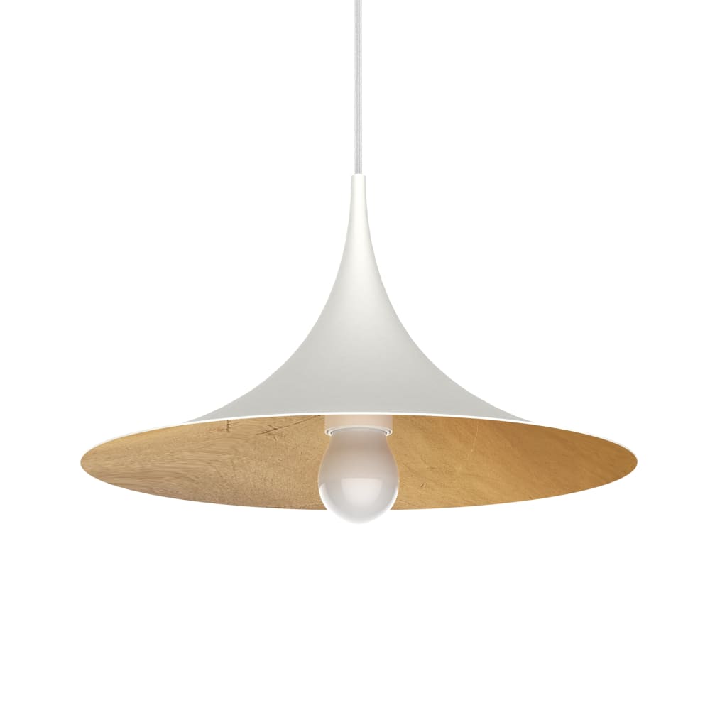 Suspension en métal blanc et feuille d'or interne E27