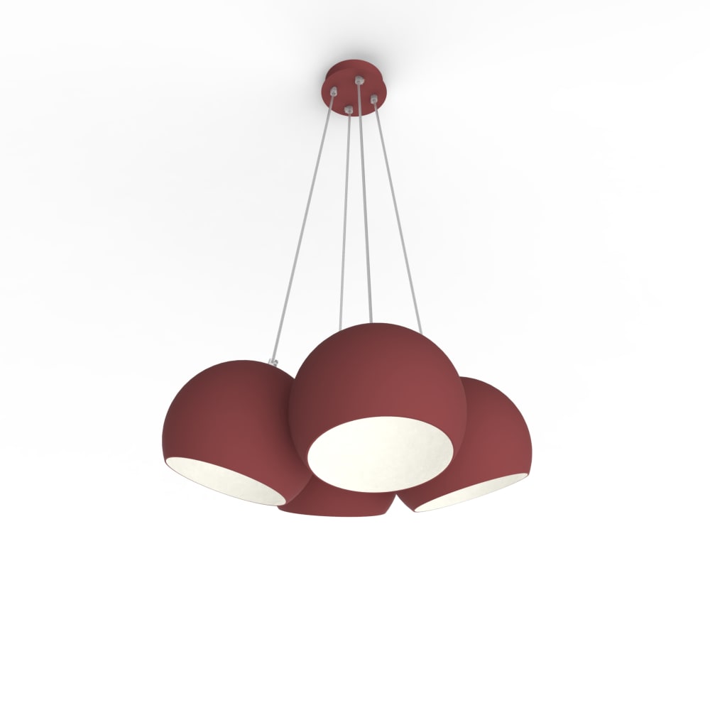 Suspension en métal rouge et blanc interne E27