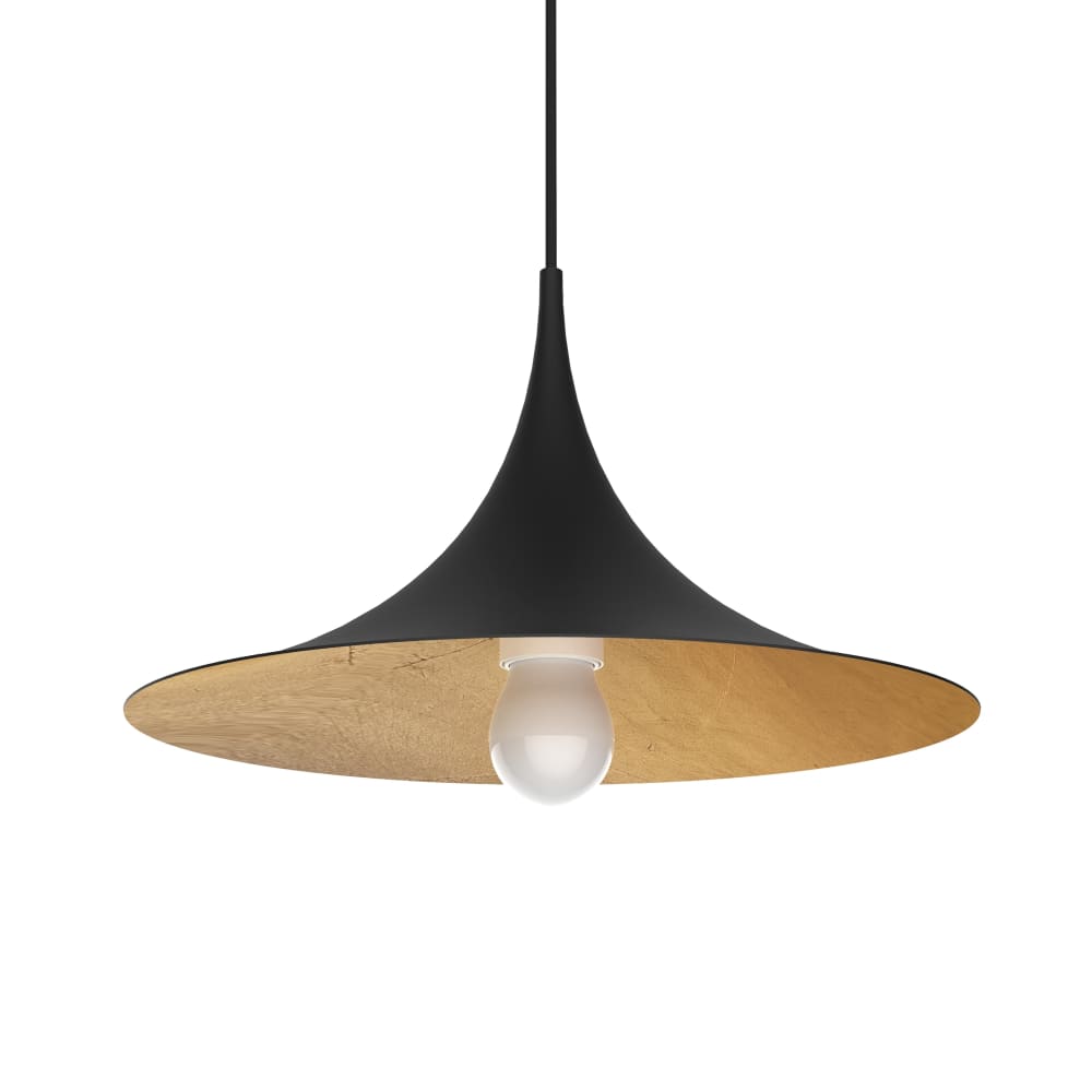 Suspension en métal noir et feuille d'or interne E27