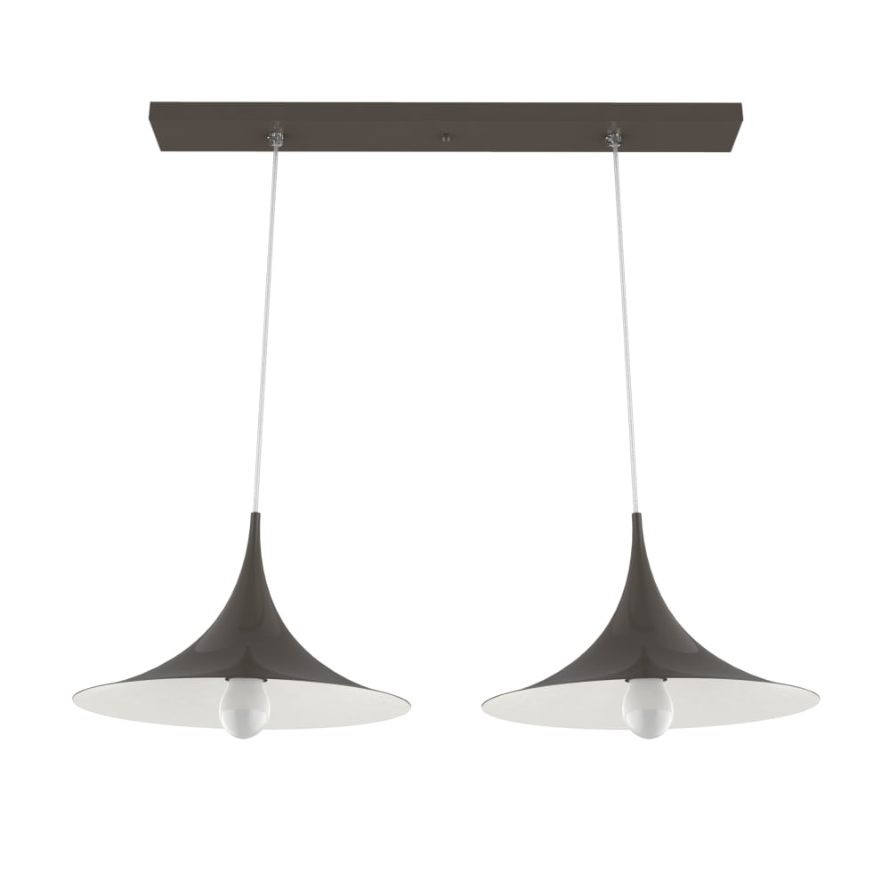 Suspension en métal gris brillant et blanc interne E27