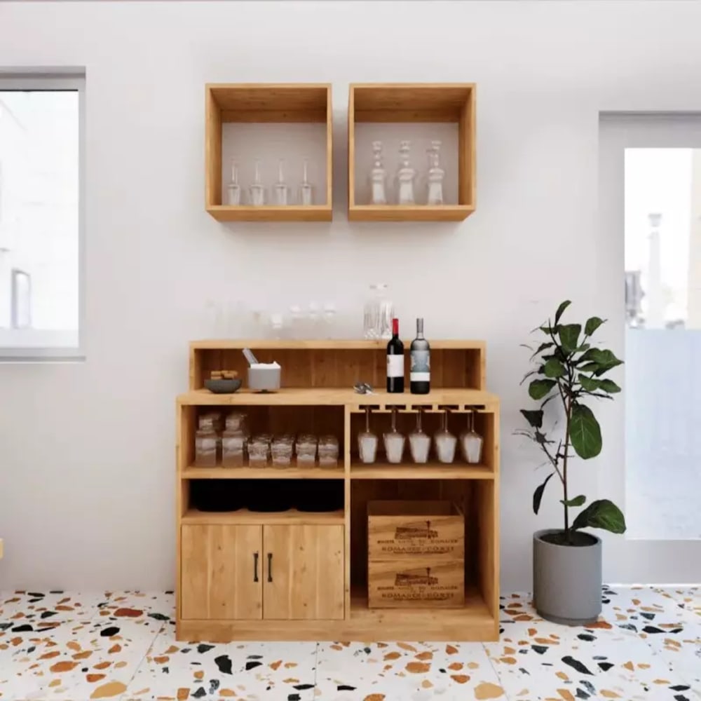 Bar à vin 2 portes bois massif