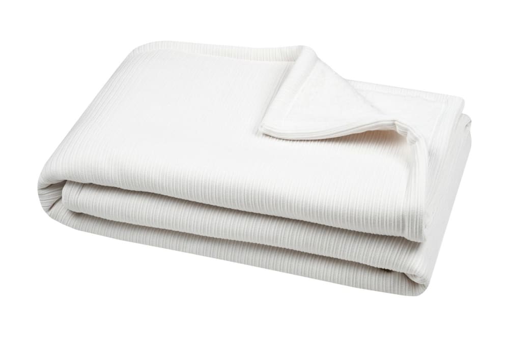 Plaid côtelé ultra doux polyester ecru 160 x 130 - Maisons du Monde