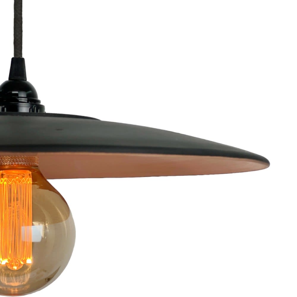 Suspension en terre cuite charbon avec câble textile noir d.40cm — vue 4