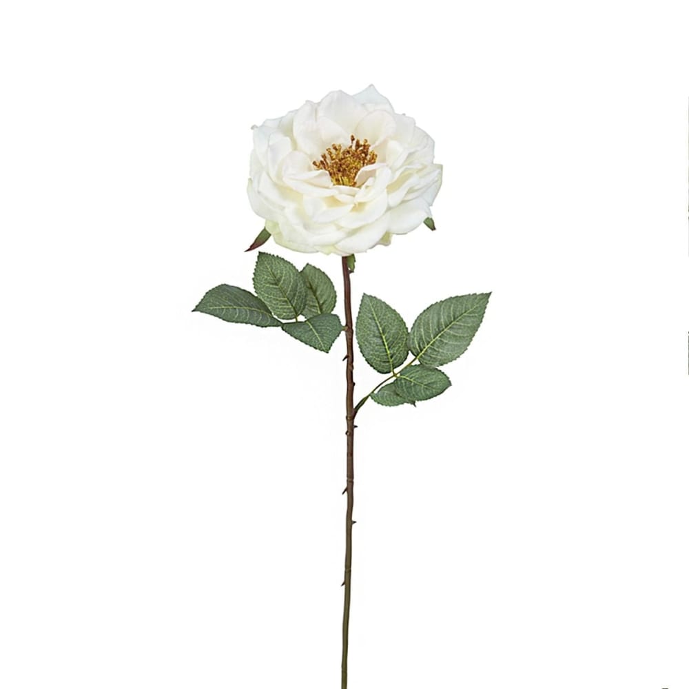 Sia Deco Tige de rose ouverte artificielle blanche h64 style contemporain - Pes - Polyester