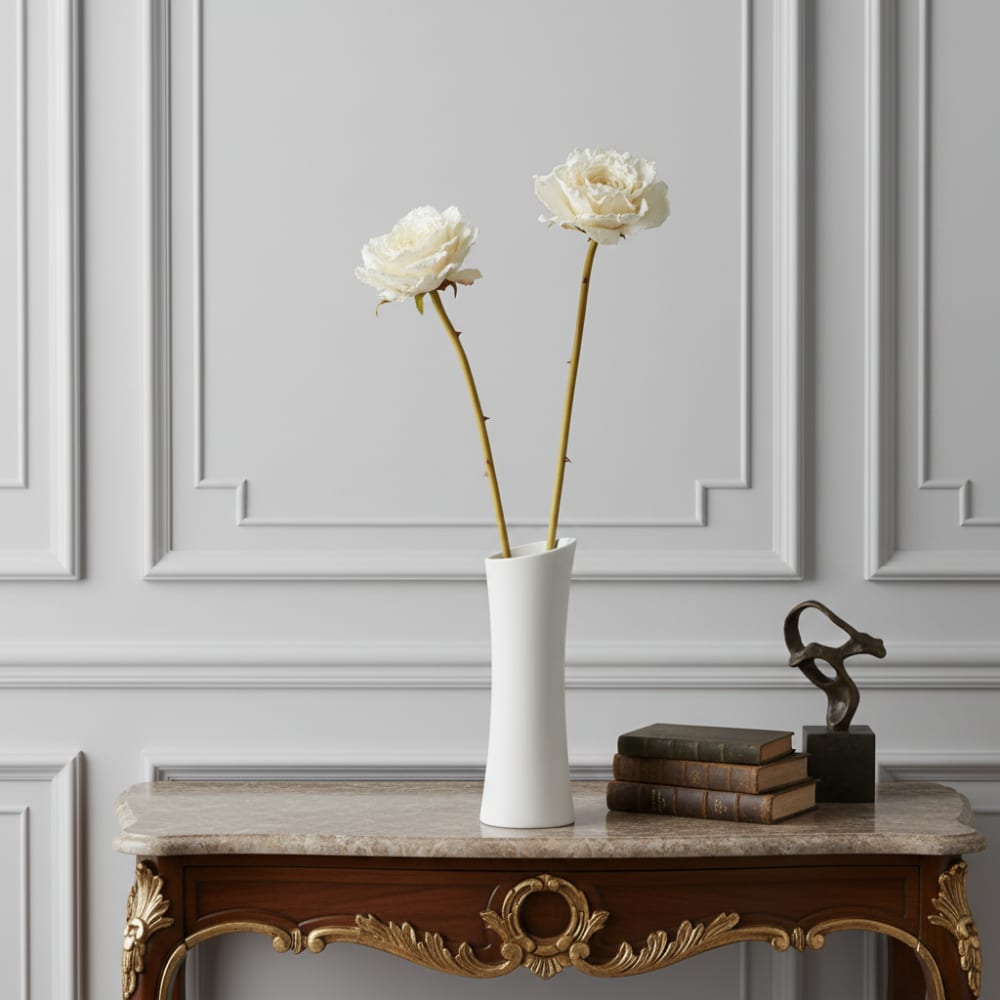 Tige de rose ouverte artificielle blanche H55 - Maisons du Monde