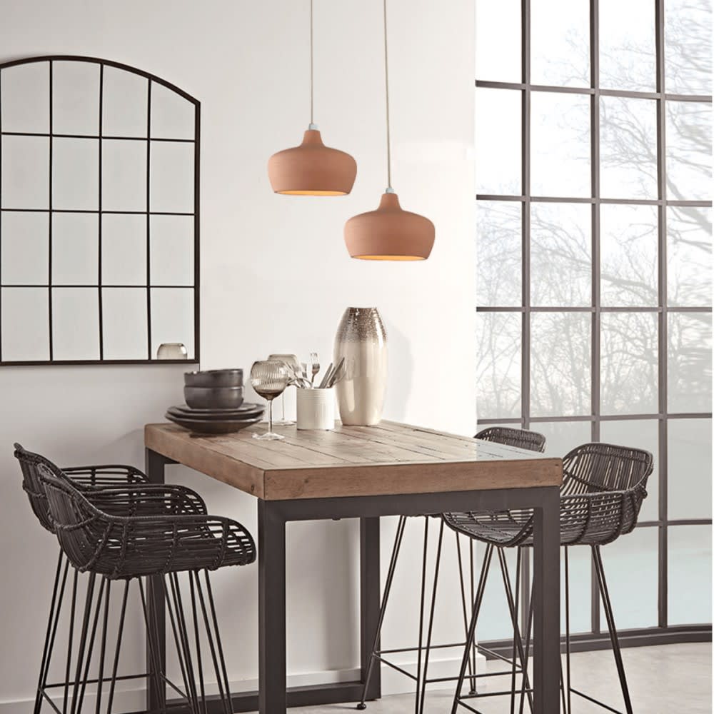 Suspension en terre cuite avec câble lin d.21cm — vue 3