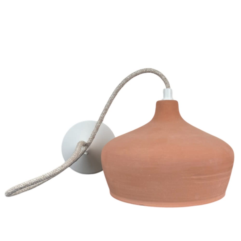 Suspension en terre cuite avec câble lin d.21cm — vue 4