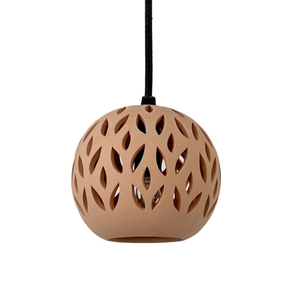 Suspension en terre cuite naturelle avec câble textile noir d.15cm — vue 4