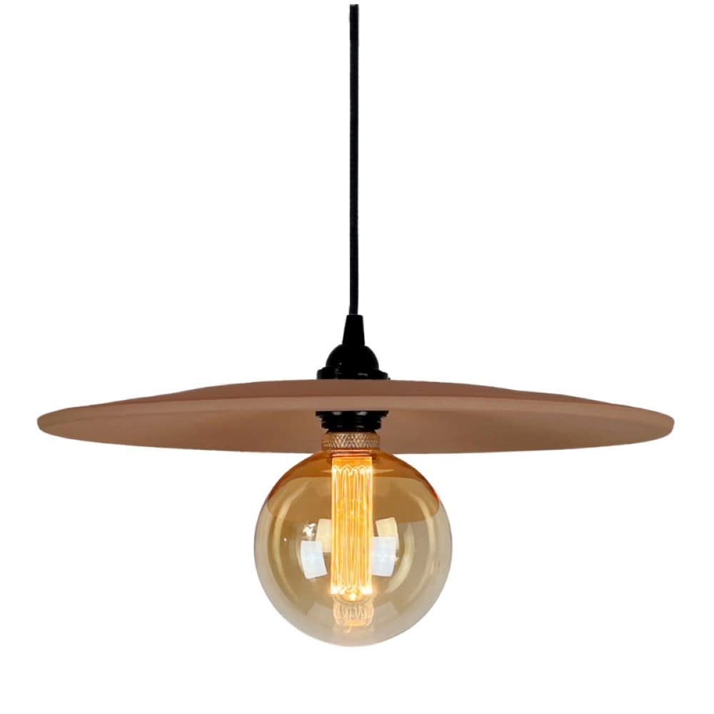 Suspension terre cuite avec câble textile noir D.40cm