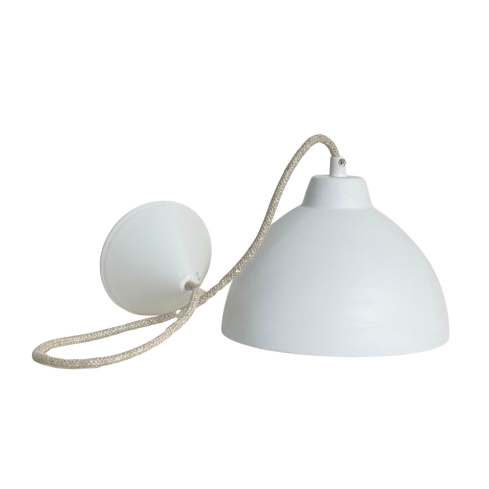 Suspension en terre cuite blanche avec câble textile lin d.20cm — vue 4