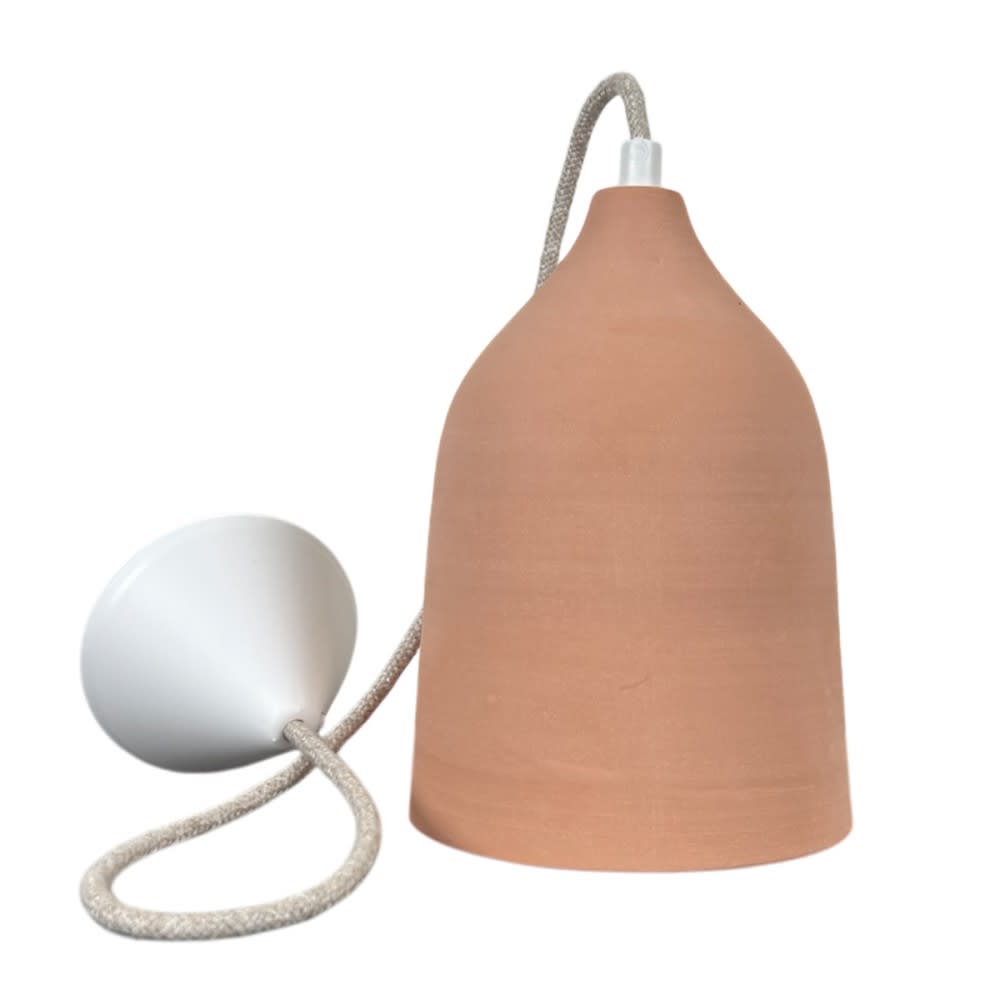 Suspension terre cuite avec câble lin d.14cm — vue 4