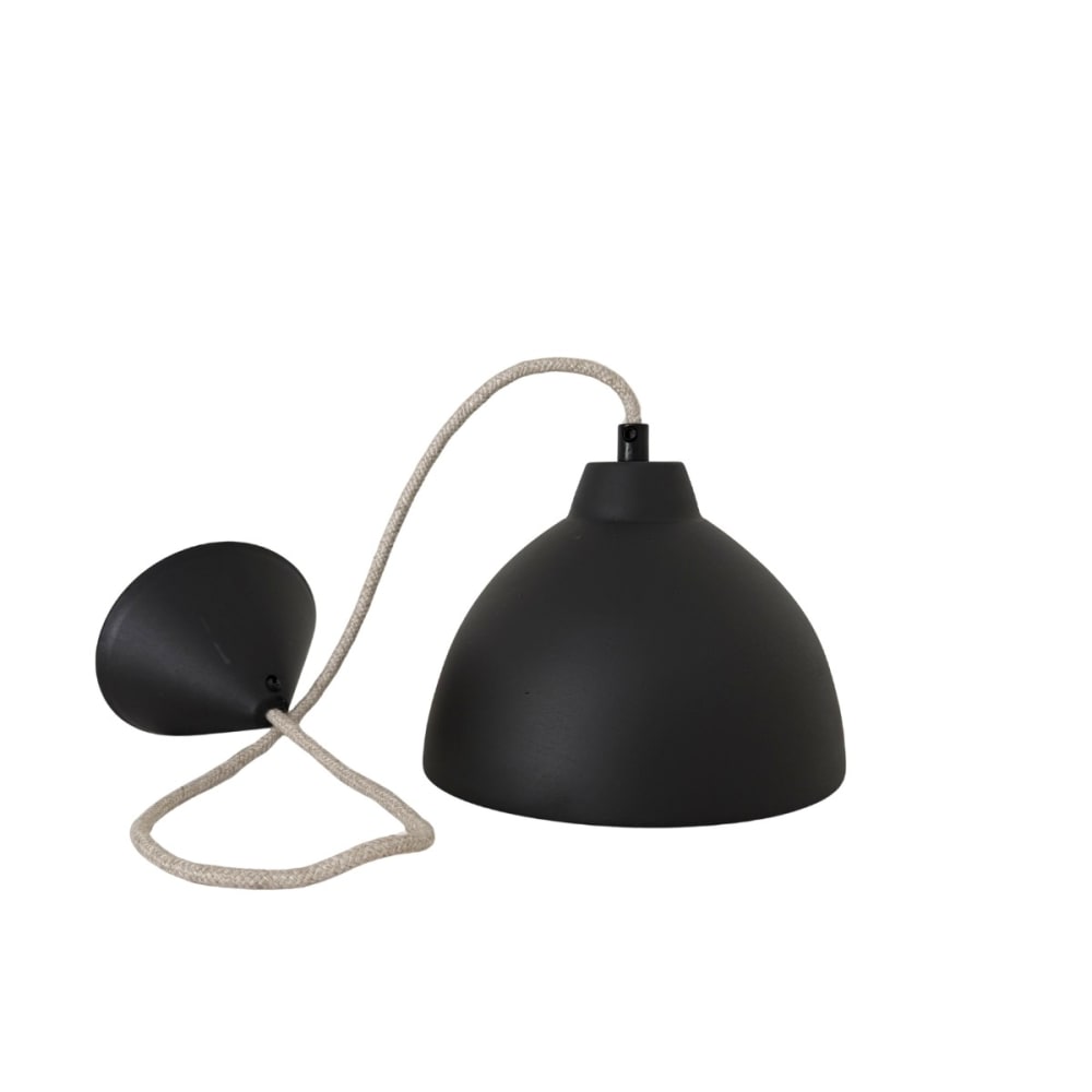 Suspension en terre cuite charbon avec câble textile lin d.20cm — vue 4