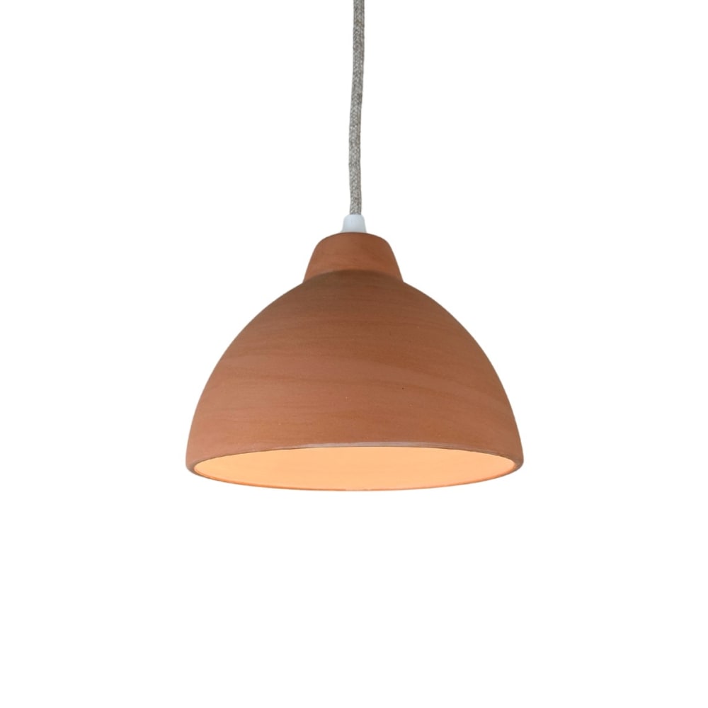 Suspension en terre cuite avec câble lin D.20cm