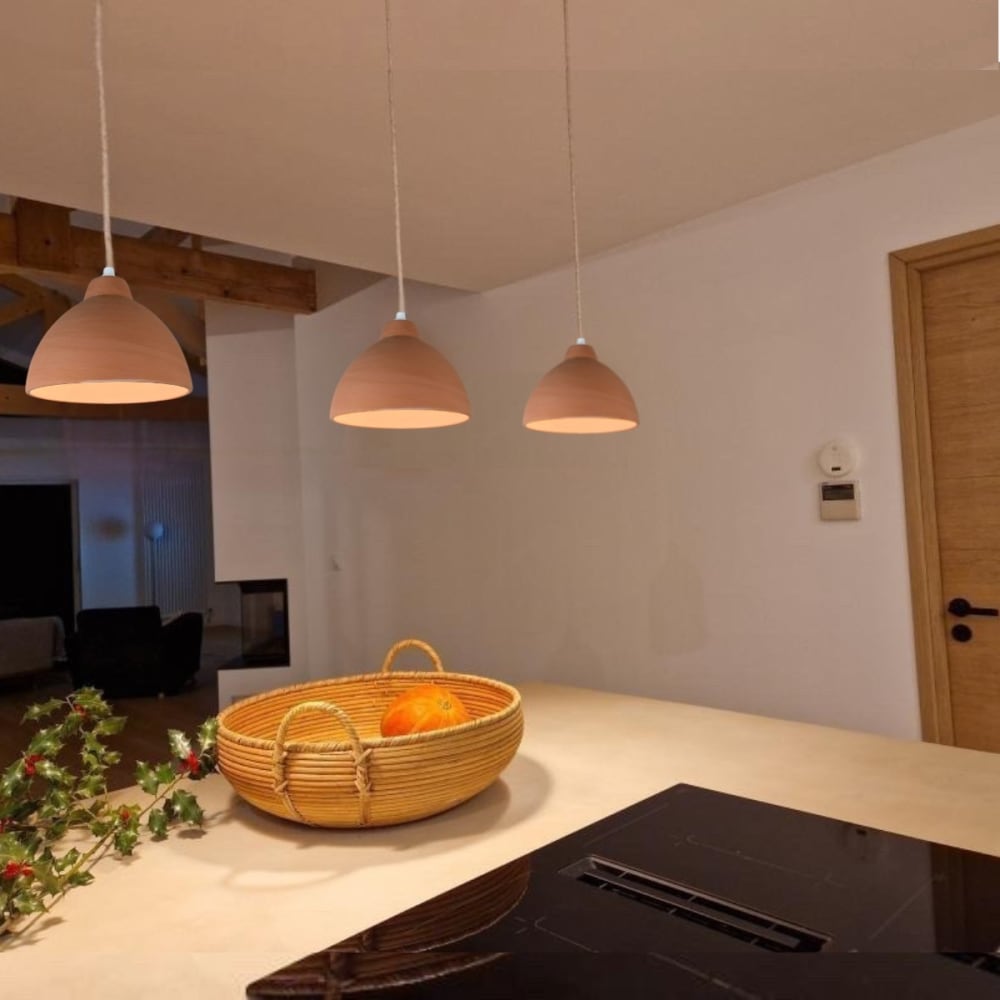 Suspension en terre cuite avec câble lin d.20cm — vue 4