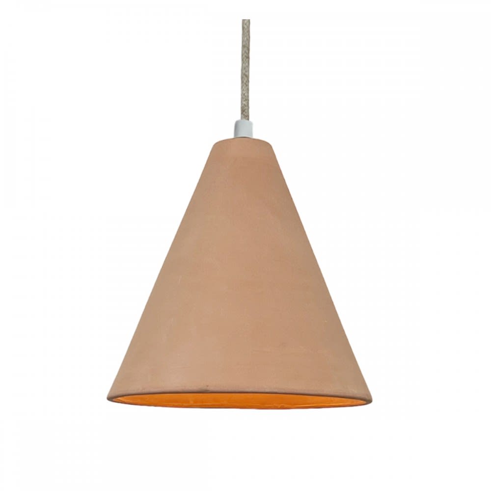 Suspension en terre cuite avec câble lin D.21cm