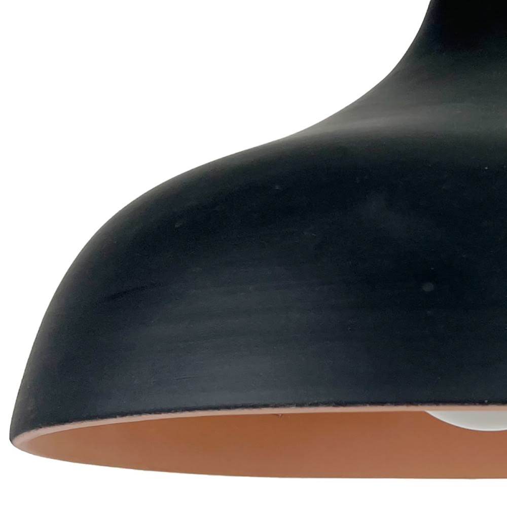 Suspension en terre cuite charbon avec câble textile noir D.35cm — vue 4