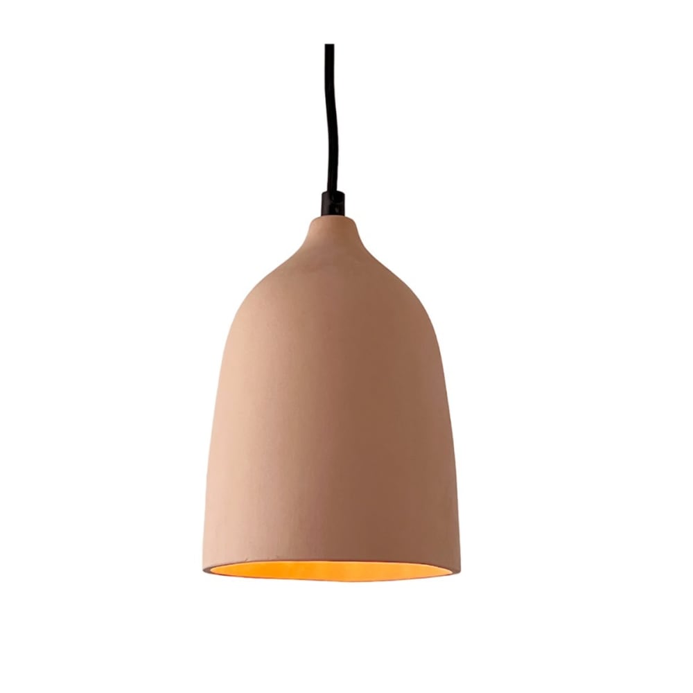 Suspension terre cuite avec câble textile noir D.14cm