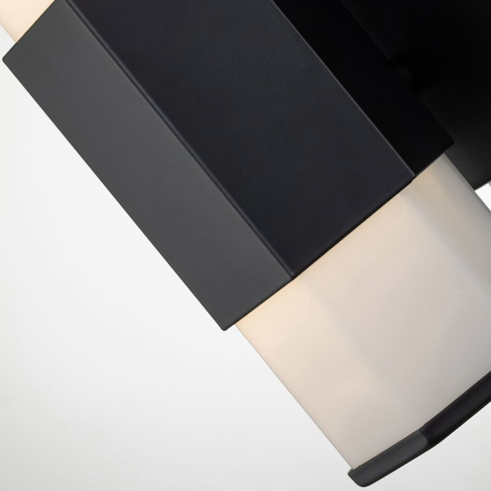 Applique murale en métal et verre opale gravé noir mat — vue 4