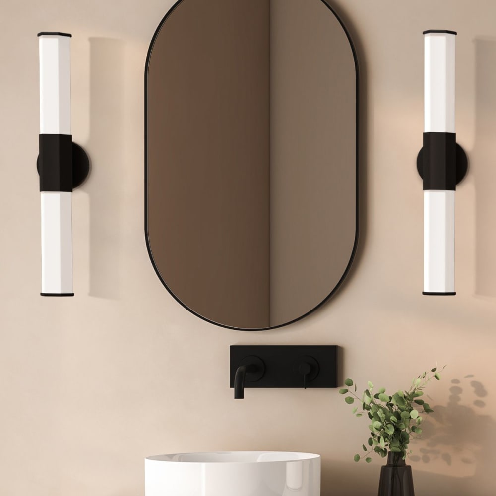 Applique murale en métal et verre opale gravé noir mat — vue 4