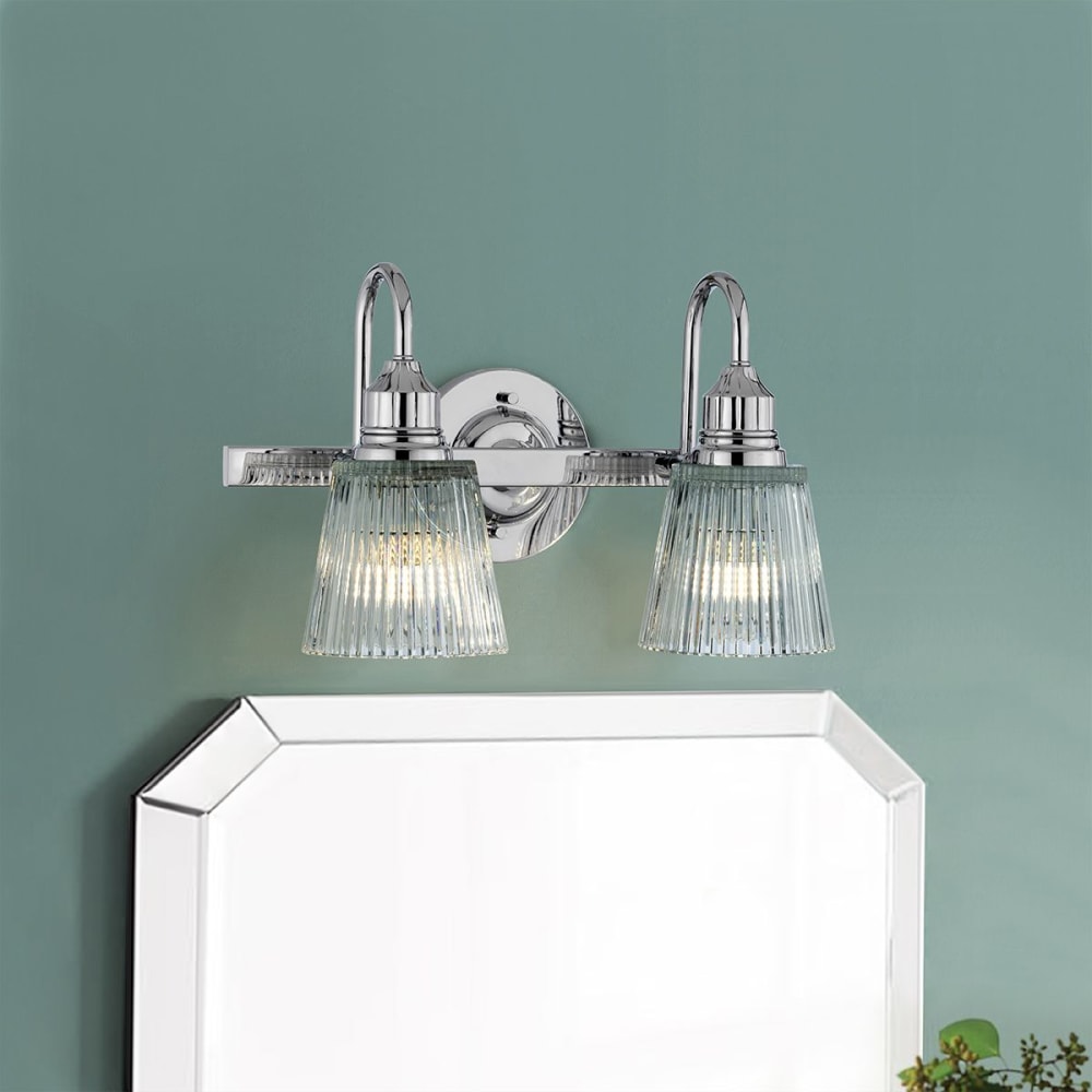 Applique murale en métal et verre clair strié chrome poli - Maisons du Monde