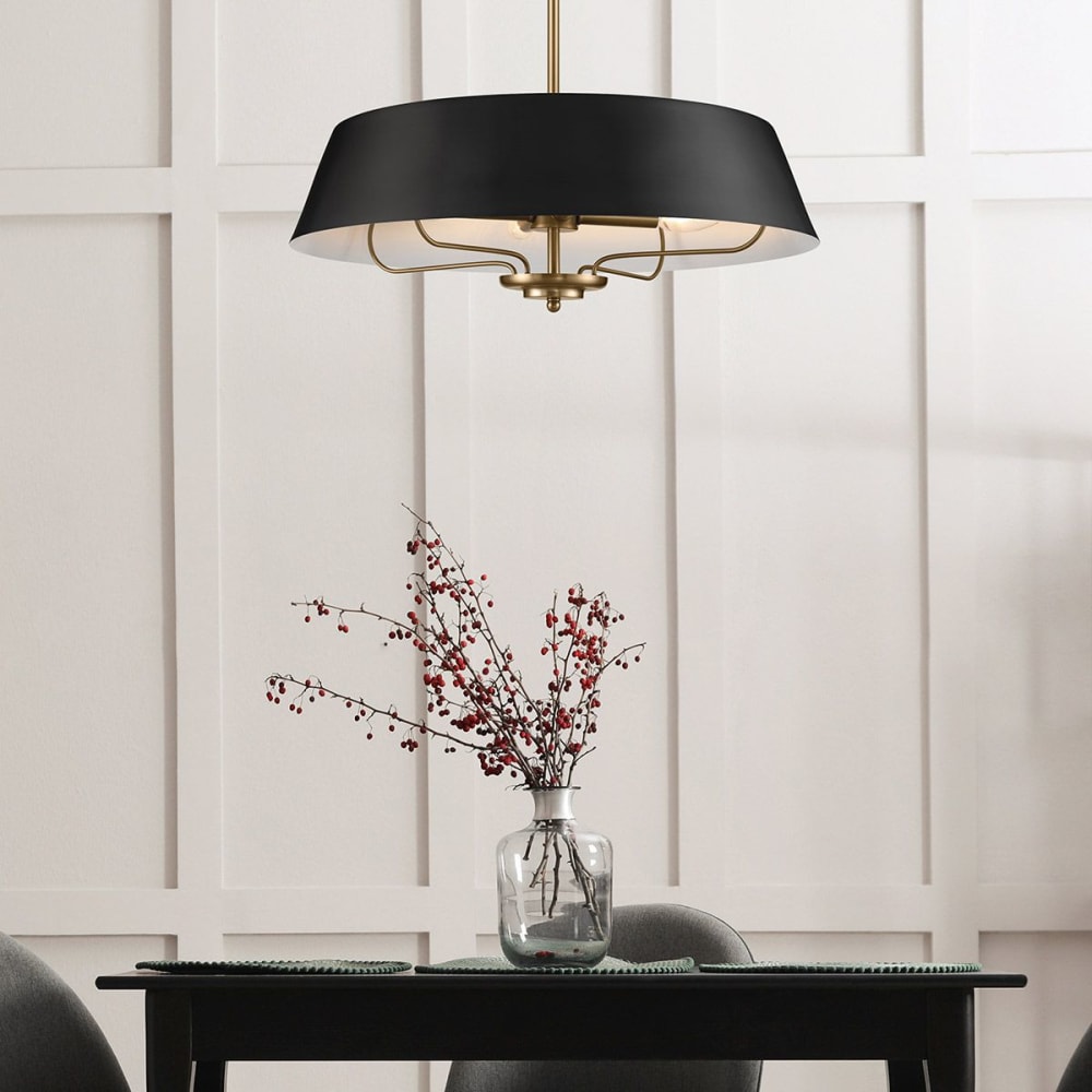 Suspension à double choix noir et laiton naturel brossé D55,9cm — vue 3