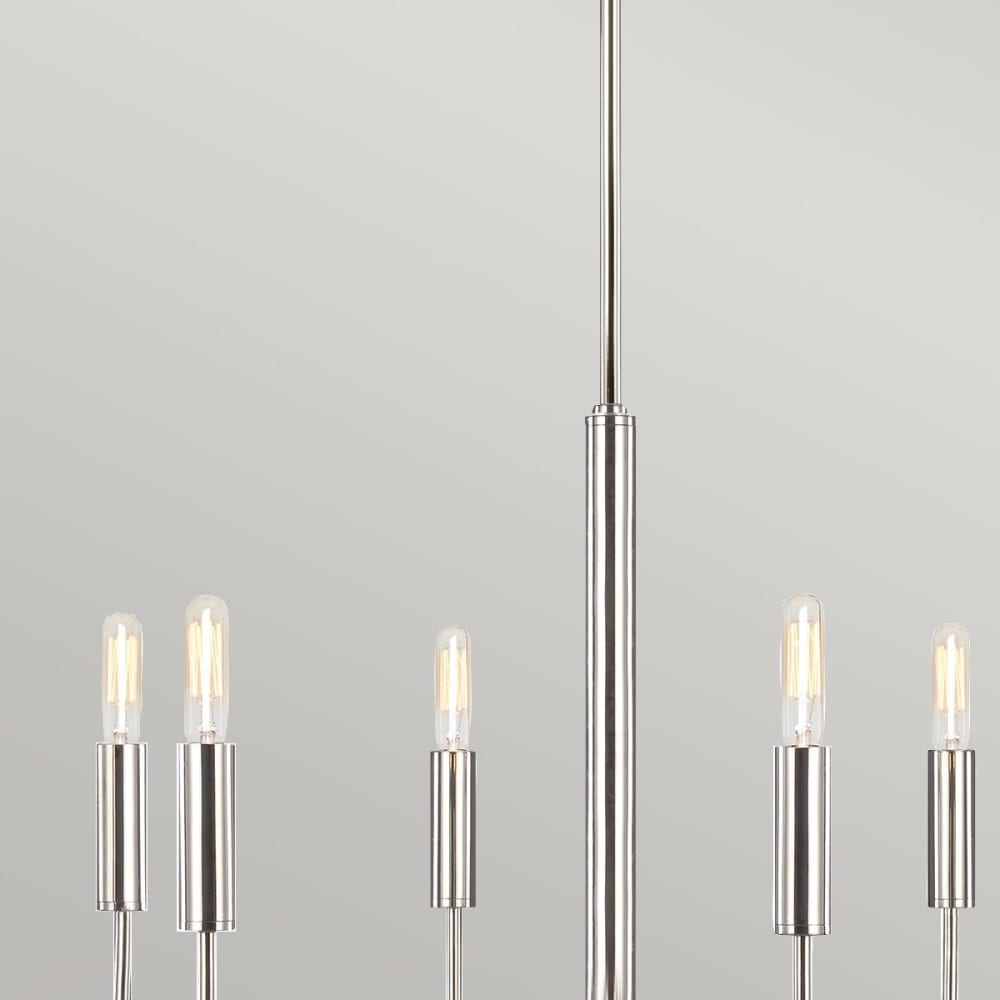 Lustre en métal et abat-jour en lin nickel poli — vue 4