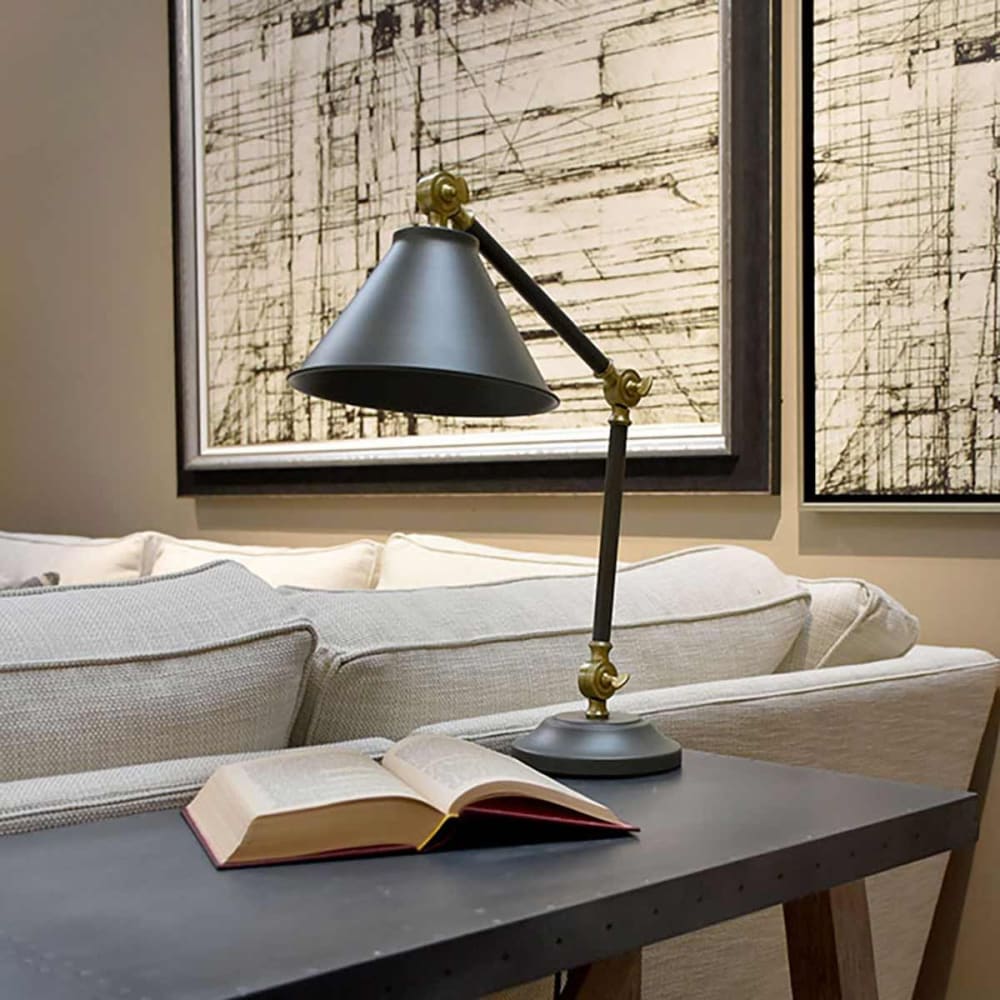 Lampe à poser en métal gris et doré H: 52cm — vue 4