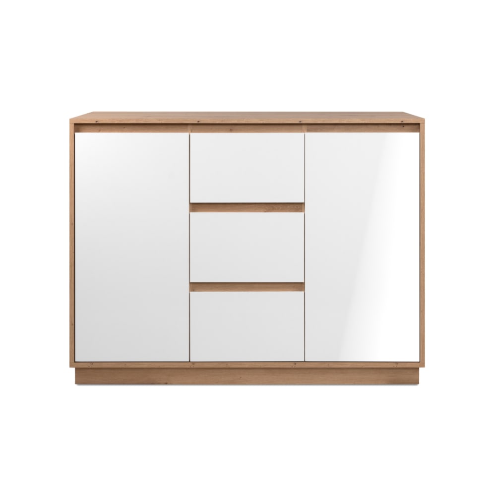 Calicosy Buffet 2 portes et 3 tiroirs l117 cm - chêne et blanc style contemporain Marron Panneau De Particules - 117x80x40cm