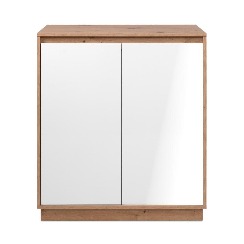 Petit buffet 2 portes L79 cm - Effet Chêne et Blanc