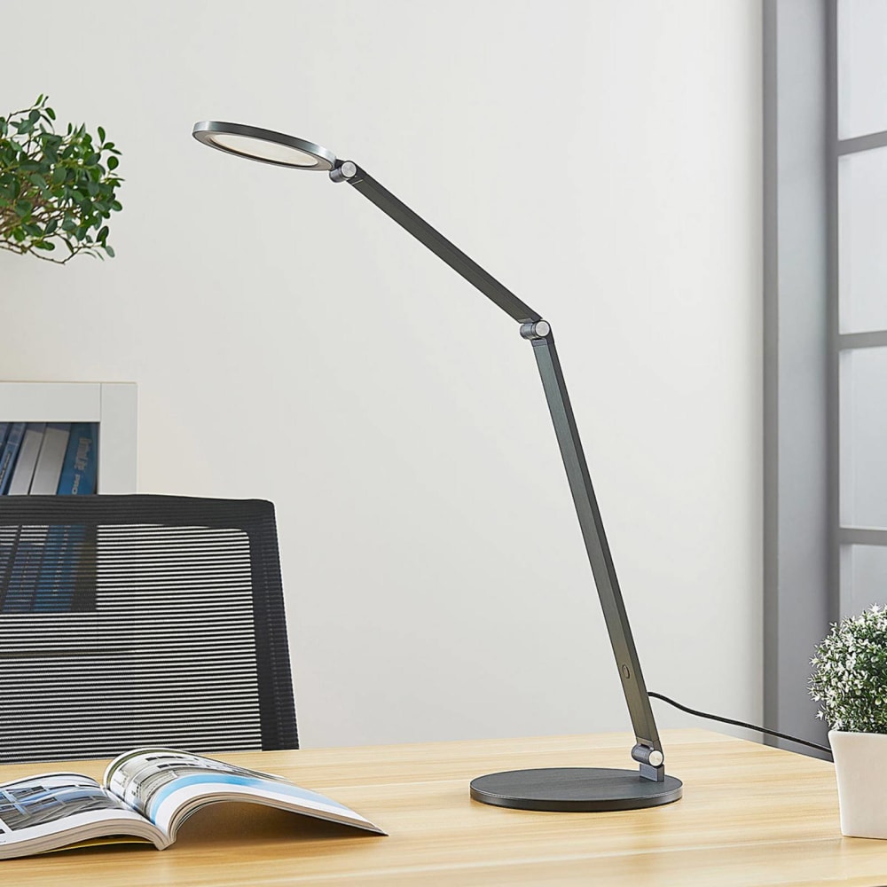 lampara de mesa led de aluminio gris