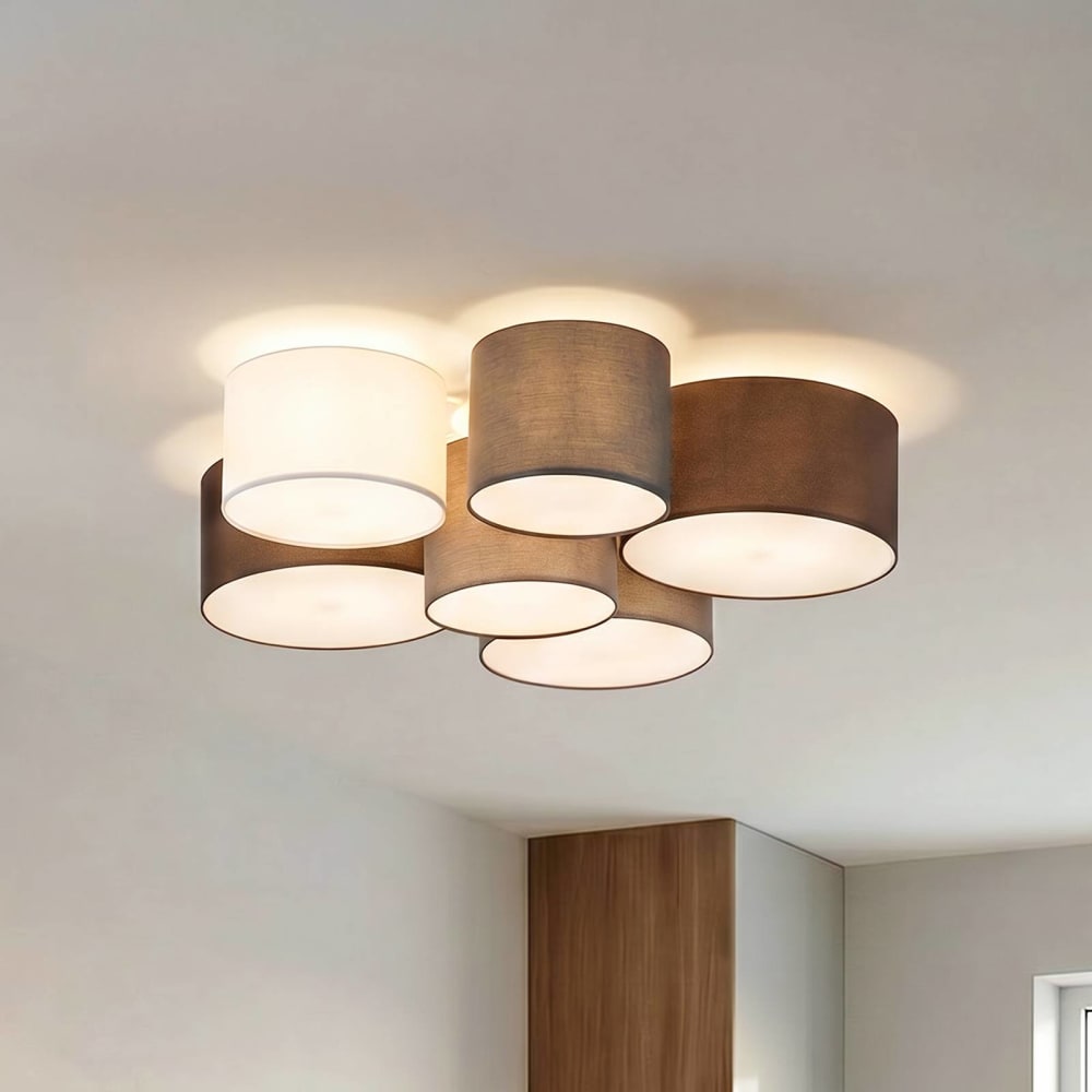 Lindby Deckenlampe aus Textil, grau style modern - Stoff