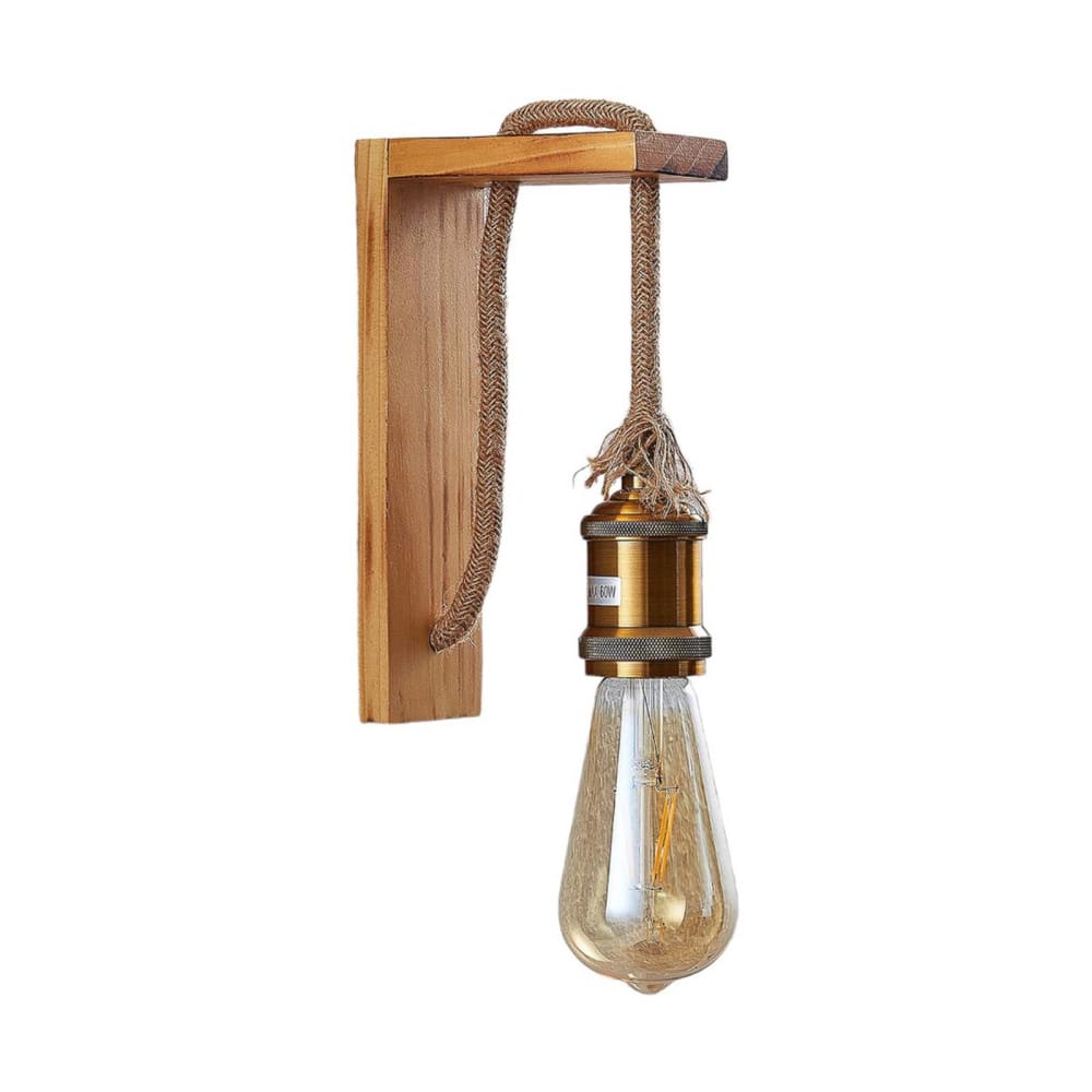Lindby Wandleuchte, Wandlampe Innen aus Holz, pinie, altmessing style vintage Braun Holz