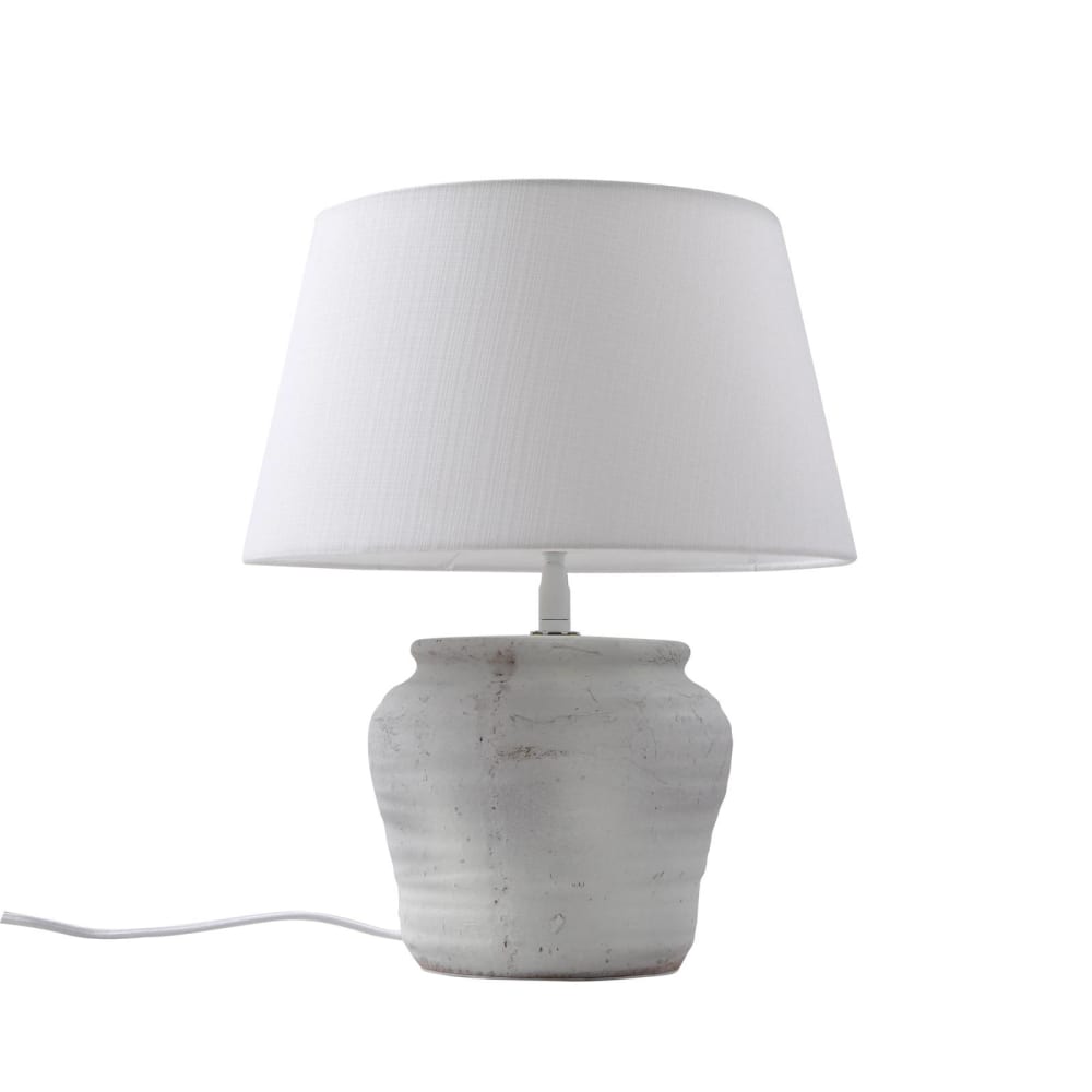 Lindby Tischlampe aus Textil, weiß style landhaus - Stoff
