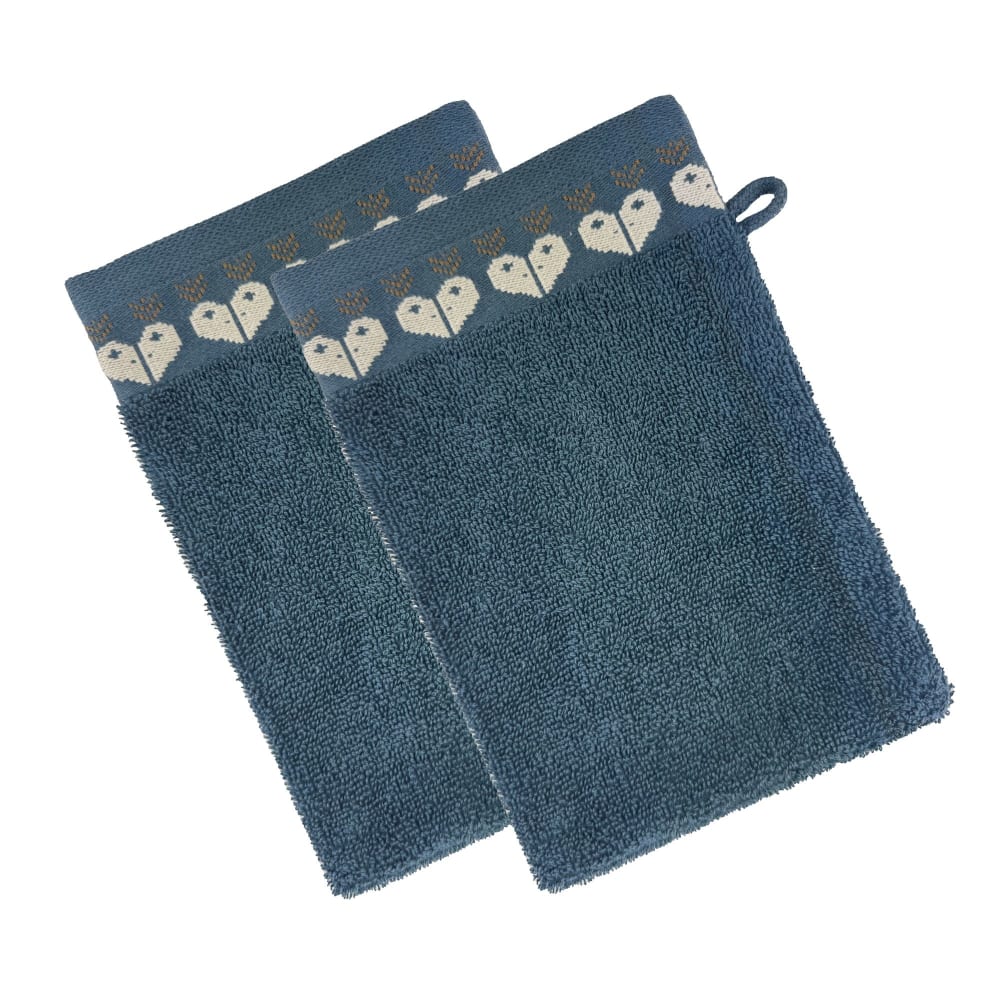 Lot de 2 gants de toilette 15x21 bleu en coton 450 g/m²