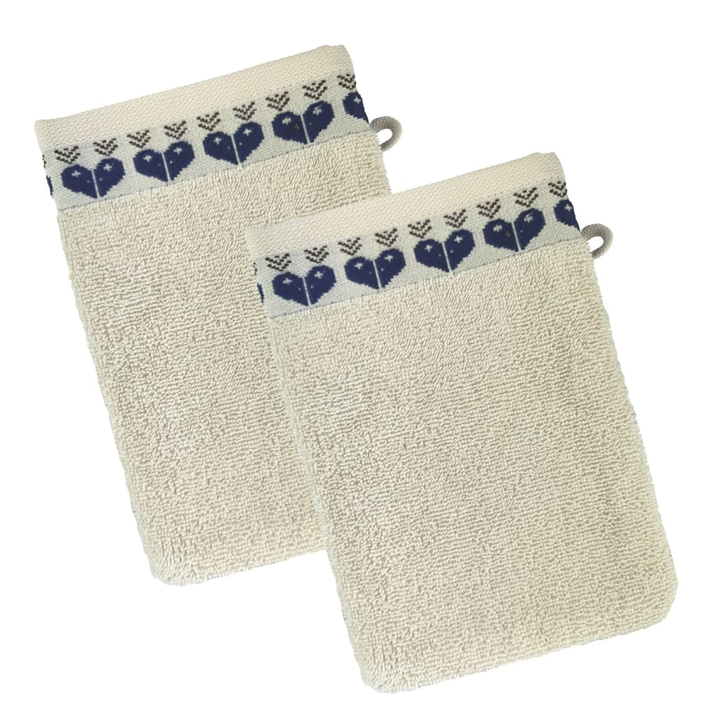 Lot de 2 gants de toilette 15x21 blanc ivoire en coton 450 g/m²