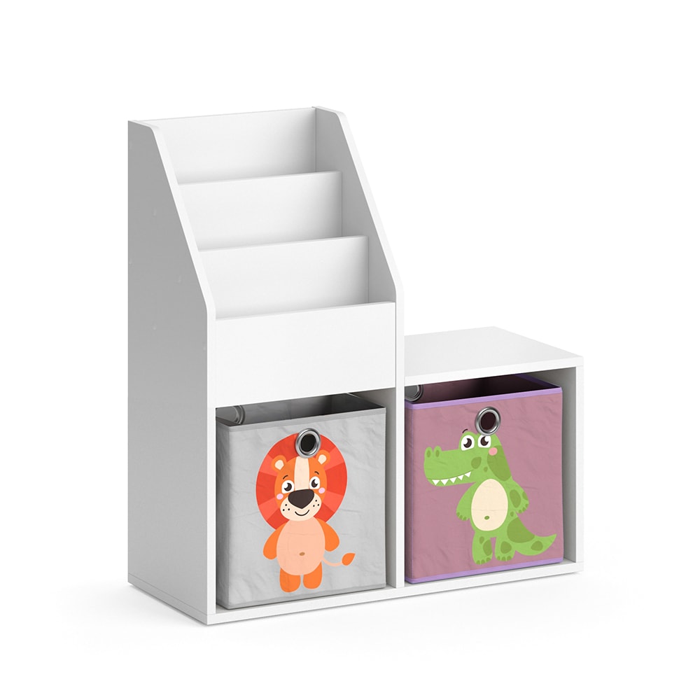 Vicco Kinderregal Mini mit 2 Faltboxen opt.3 Weiß 30,9x79cm style modern WEISS SPANPLATTE Kinder