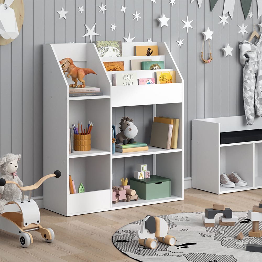 Bibliothèque enfant sans boîtes pliantes, Blanc 100.4x114.2cm