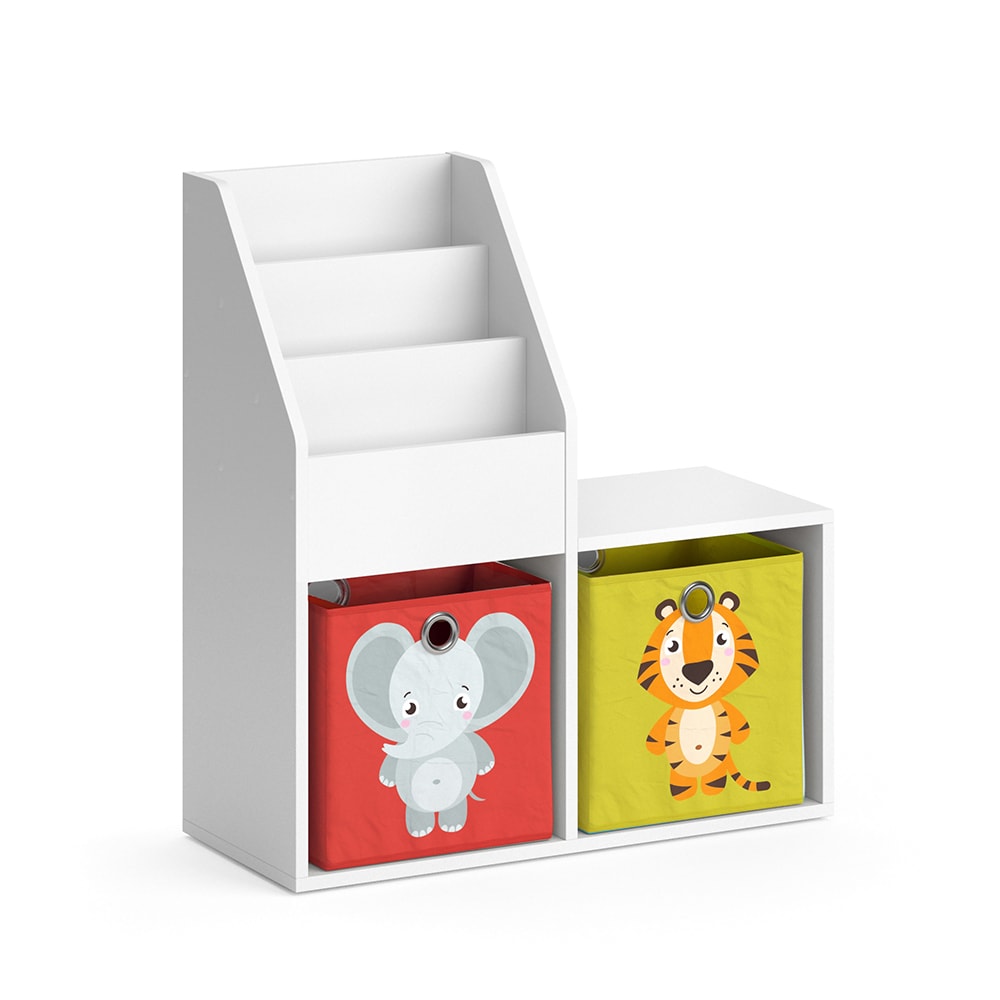 Vicco Kinderregal Mini mit 2 Faltboxen opt.2 Weiß 30,9x79cm style modern WEISS SPANPLATTE Kinder