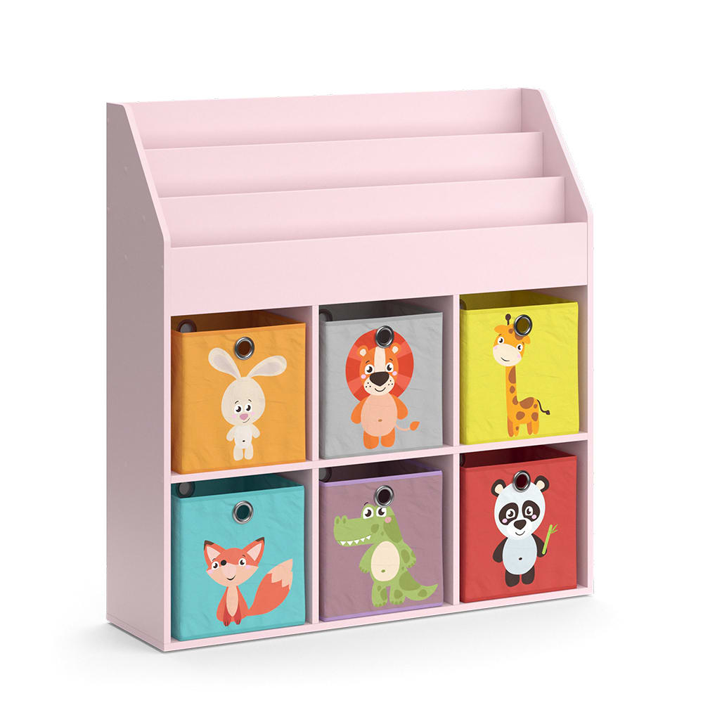 Vicco Kinderregal mit 6 Faltboxen (bunt) Rosa 107,2x114,2cm style modern ROSA SPANPLATTE Kinder