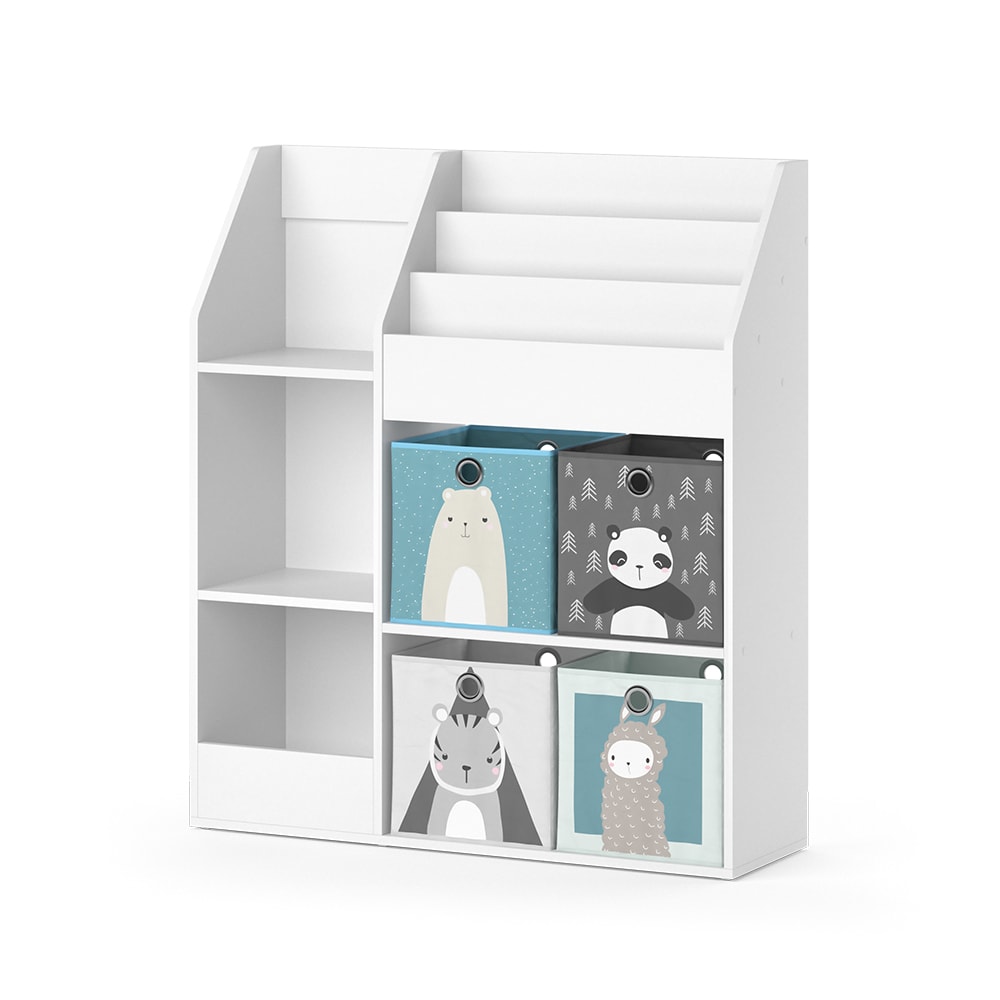 Kinderregal Mit 4 Faltboxen (Grau), Weiß 100.4 X 114.2Cm