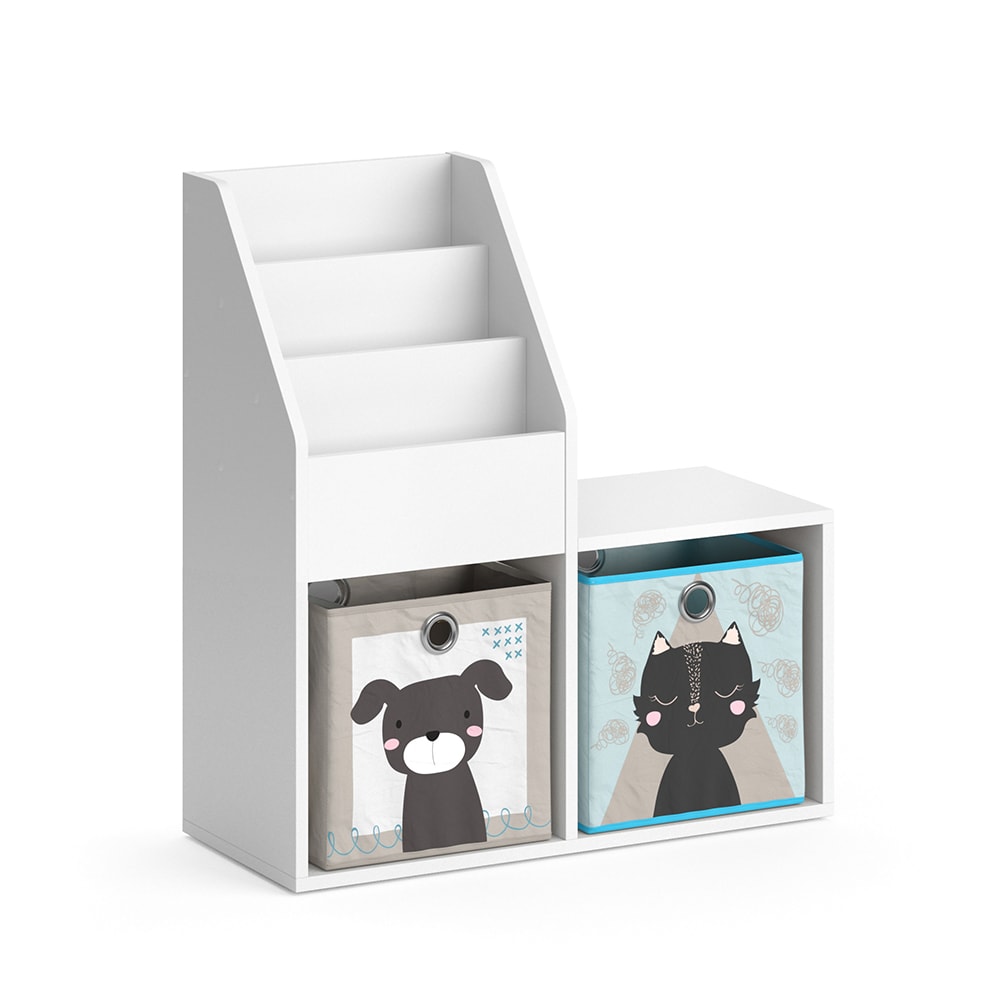 Vicco Kinderregal Mini mit 2 Faltboxen opt.4 Weiß 30,9x79cm style modern WEISS SPANPLATTE Kinder