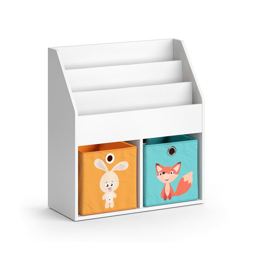 Vicco Kinderregal, Weiß 72 x 79cm mit 2 Faltboxen style modern WEISS SPANPLATTE Kinder